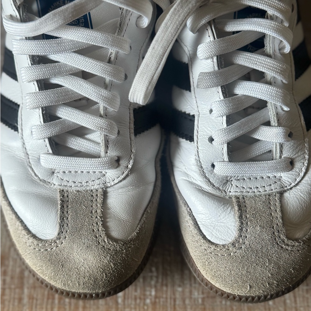 adidas Samba White, Black & Tan Leather Sneakers - Picture 4 of 4